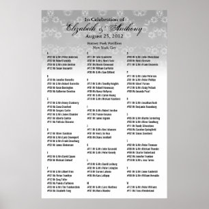 Poster de la carte de siège mariage Floral blanc