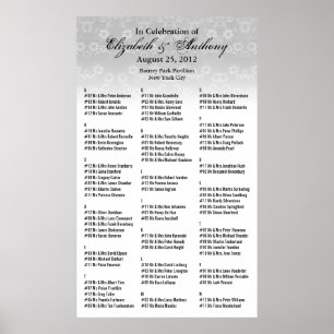 Poster de la carte de siège mariage Floral blanc 3