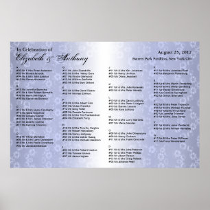 Poster de la carte de siège mariage Floral bleu