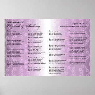 Poster de la carte de siège mariage Floral pourpre