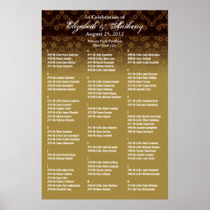 Poster de la carte de siège mariage Gold Floral
