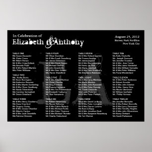 Poster de la carte de siège mariage Monogramme noi
