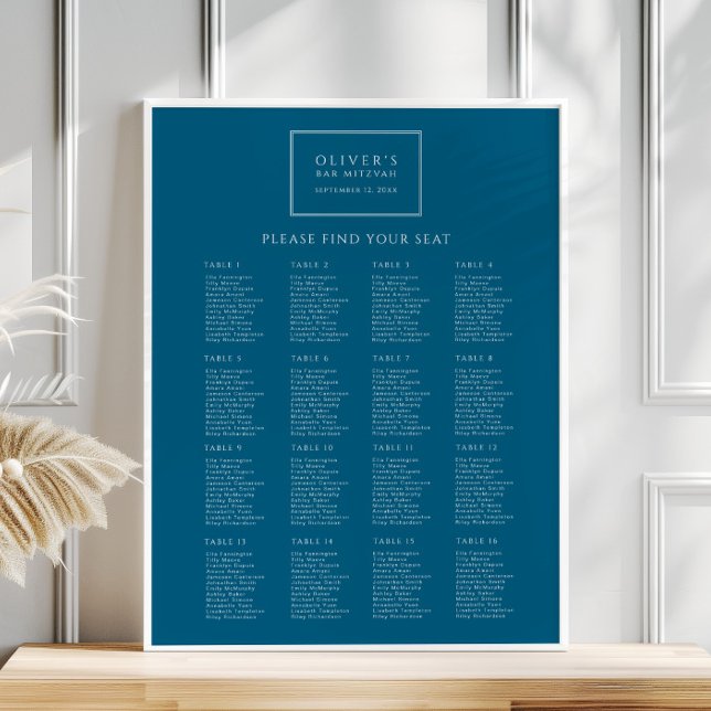 Poster de la carte de siège Marine Blue Bar Mitzva (Créateur téléchargé)