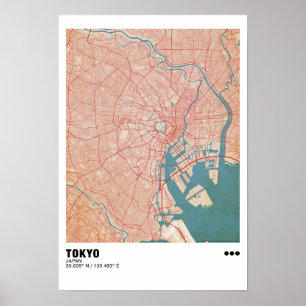 Poster de la carte de Tokyo - Carte moderne de Tok