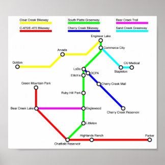 Poster de la carte de vélo Denver
