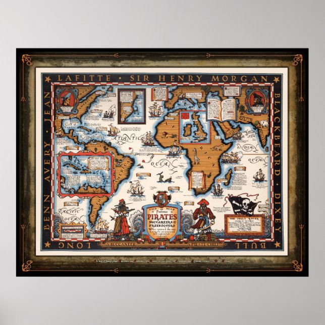 Poster de la carte des célèbres pirates (Devant)