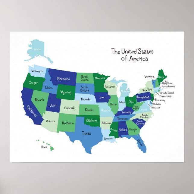 Poster de la carte des États-Unis en classe (Devant)