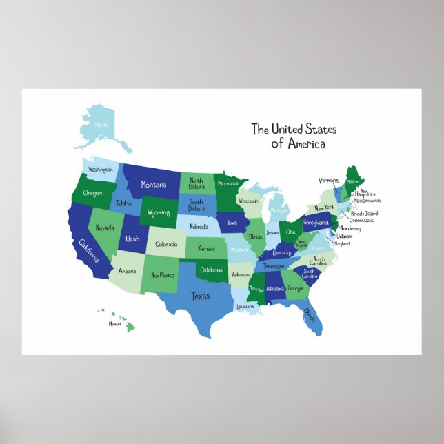 Poster de la carte des États-Unis en classe (Devant)