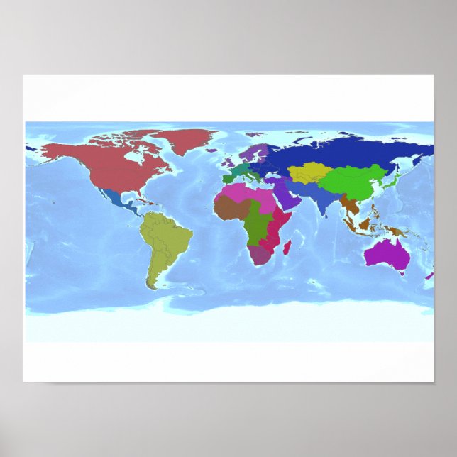 Poster de la carte des régions du monde (Devant)