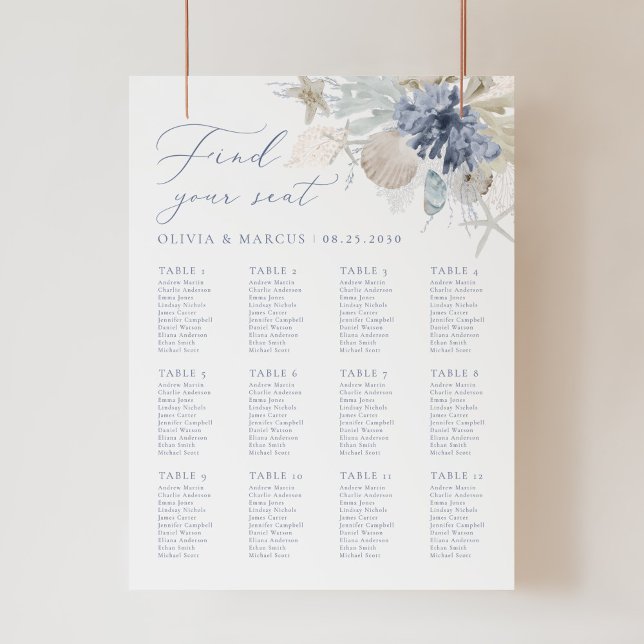 Poster de la carte des signes Boho Beach Blue Mari (Créateur téléchargé)