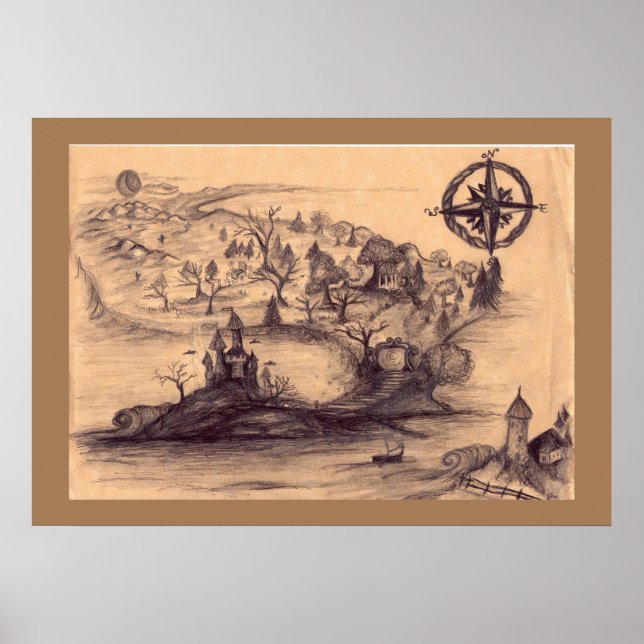 Poster de la carte des terres de l'Imaginaire (Devant)
