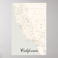 Poster de la carte des trésors vintage Californie