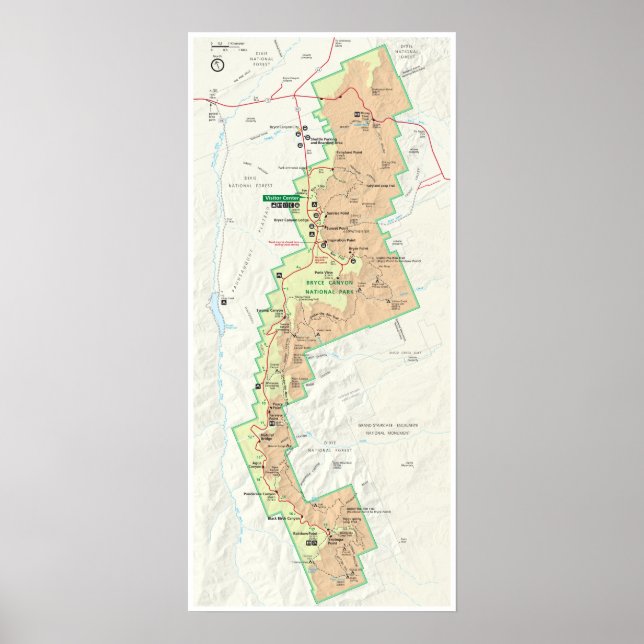Poster de la carte du canyon de Bryce (Devant)