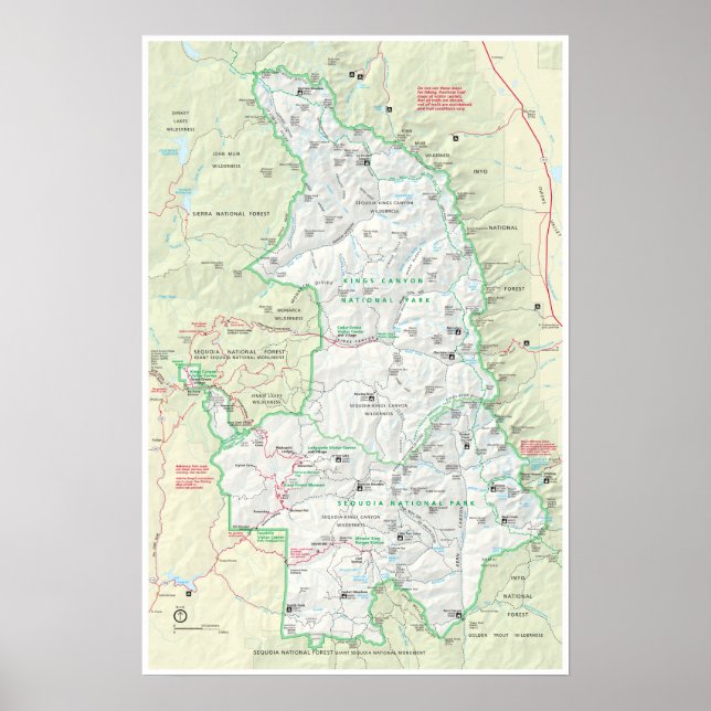 Poster de la carte du canyon Sequoia & Kings (Devant)