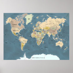Poster de la carte du monde
