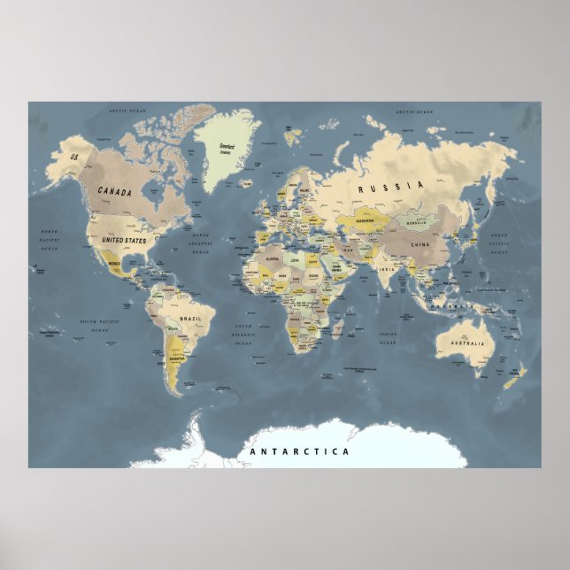 Poster de la carte du monde (Devant)