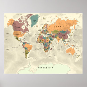 Poster de la carte du monde