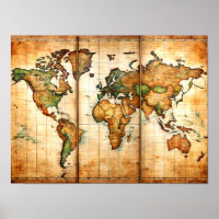 Poster de la carte du monde antique