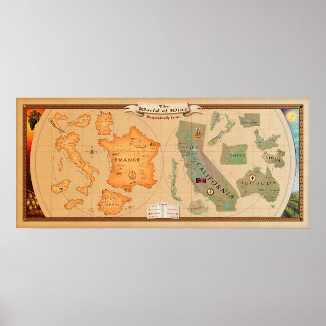 Poster de la carte du monde du vin Imprimer en dif (Devant)