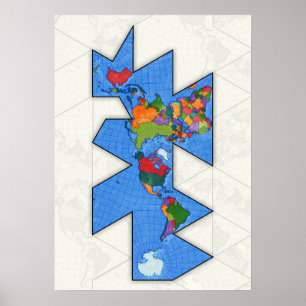 Poster de la carte du monde Dymaxion
