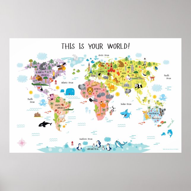 Poster de la carte du monde pour les filles (Devant)