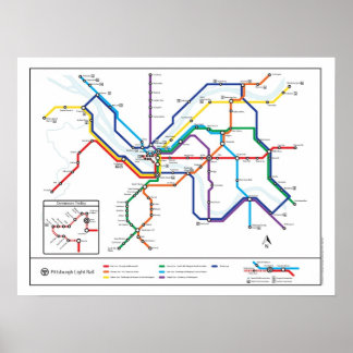 Poster de la carte du transport en commun de Pitts