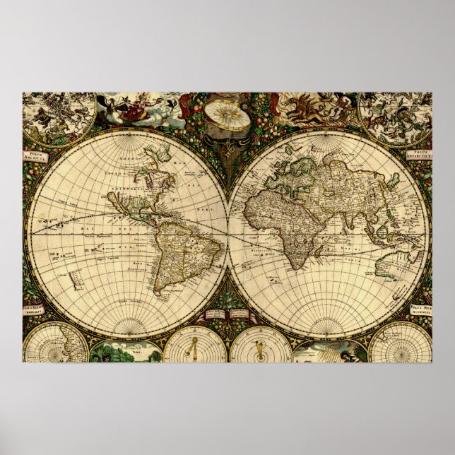 Poster de la carte du Vieux-Monde (Devant)