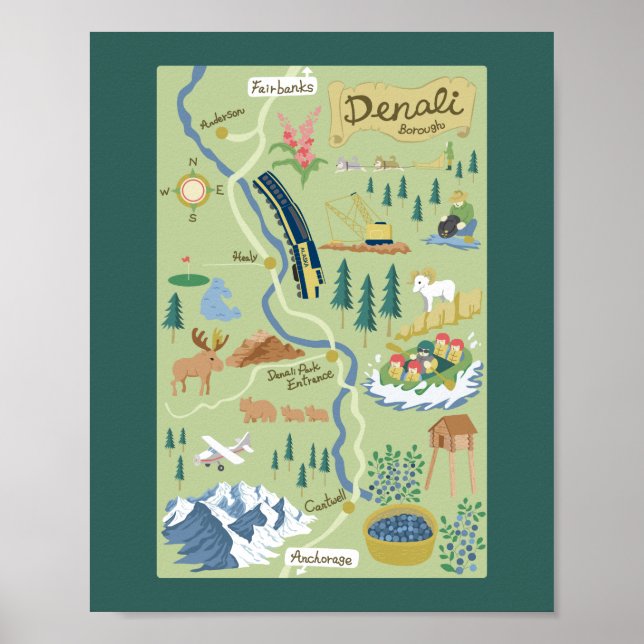 Poster de la carte du village de Denali (Devant)