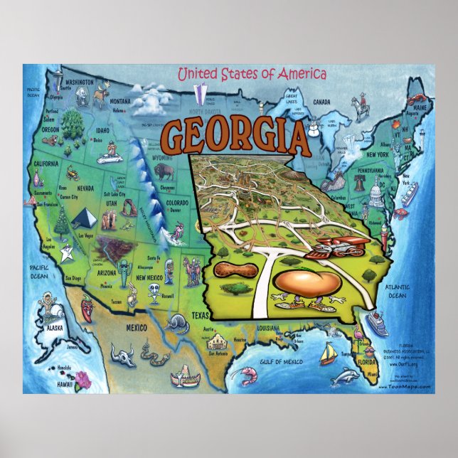 Poster de la carte GA USA (Devant)