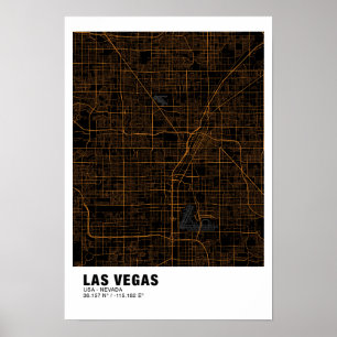 Poster de la carte Las Vegas - Nevada Carte Noir &