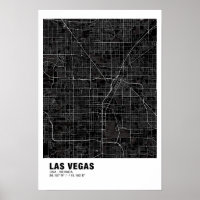 Poster de la carte Las Vegas - Nevada Carte noire