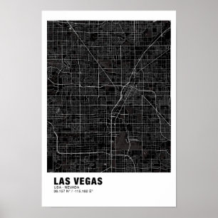 Poster de la carte Las Vegas - Nevada Carte noire