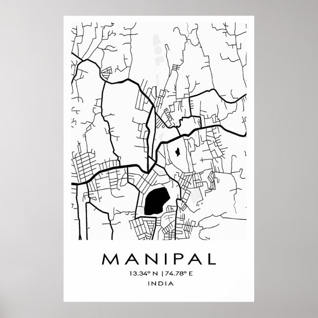 Poster de la carte manuscrite | Karnataka| Inde (Devant)