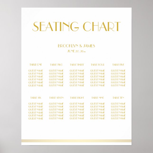 Poster de la carte Mariage en or et blanc 16x20 (Devant)