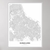 Poster de la carte minimaliste de Buenos Aires, Ar