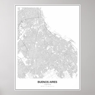 Poster de la carte minimaliste de Buenos Aires, Ar