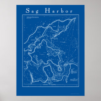 Poster de la carte nautique de Sag Harbour, New Yo