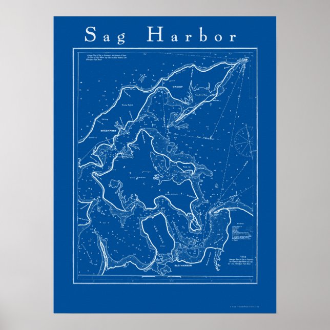 Poster de la carte nautique de Sag Harbour, New Yo (Devant)