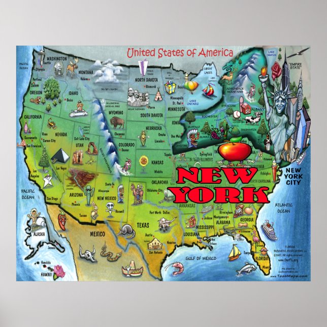 Poster de la carte New York USA (Devant)