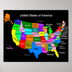 Poster de la carte USA