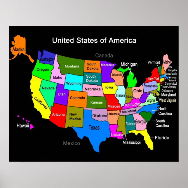 Poster de la carte USA (Devant)