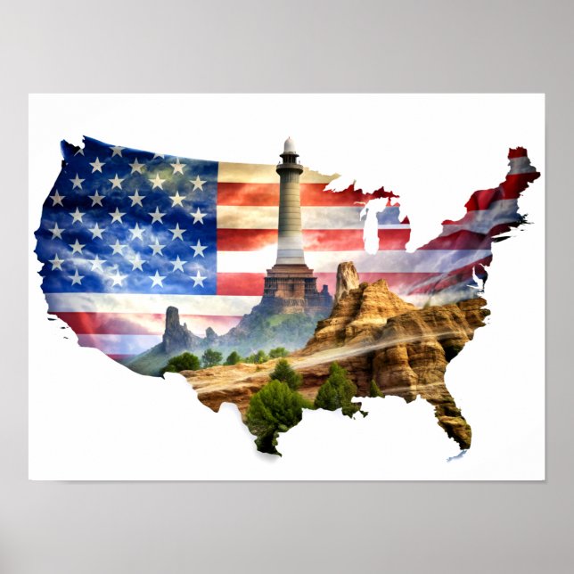 Poster de la carte Wall Art USA (Devant)