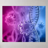 Poster de la chaîne d'ADN et de la cellule virale