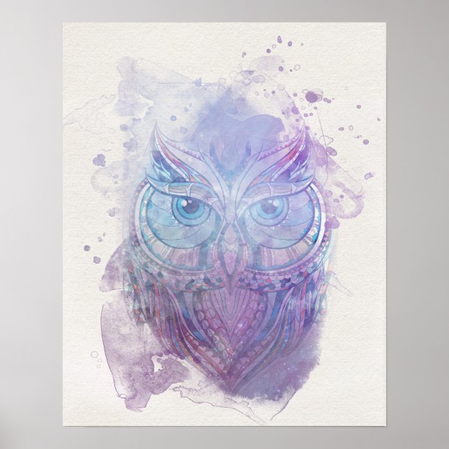 Poster de la Chouette aquarelle (Devant)