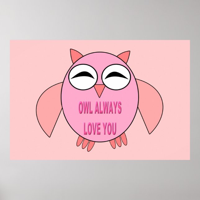 Poster de la Chouette de message d'amour mignon (Devant)
