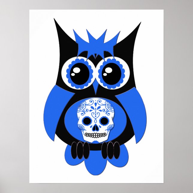 Poster de la Chouette du crâne bleu sucre (Devant)
