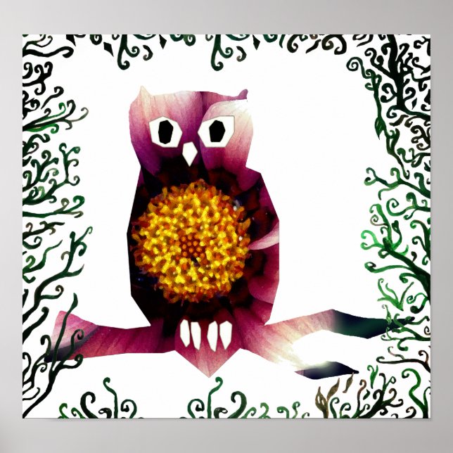 Poster de la chouette florale (Devant)