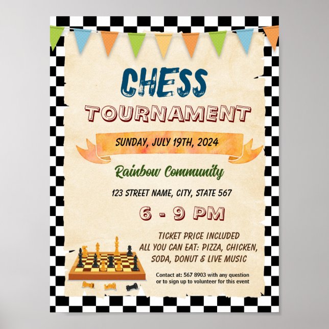 Poster de la circulaire du tournoi d'échecs (Devant)