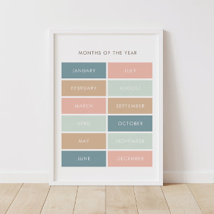 Poster de la classe Mois de l'année Pastel