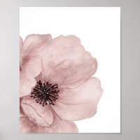 Poster de la coquelicot rose tiré à la main